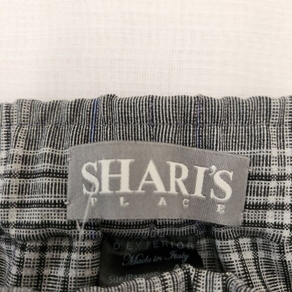 Sharis Place Pants Womens Size Italy 48 Gray Black White Plaid Cuffed Pockets - Picture 9 of 16